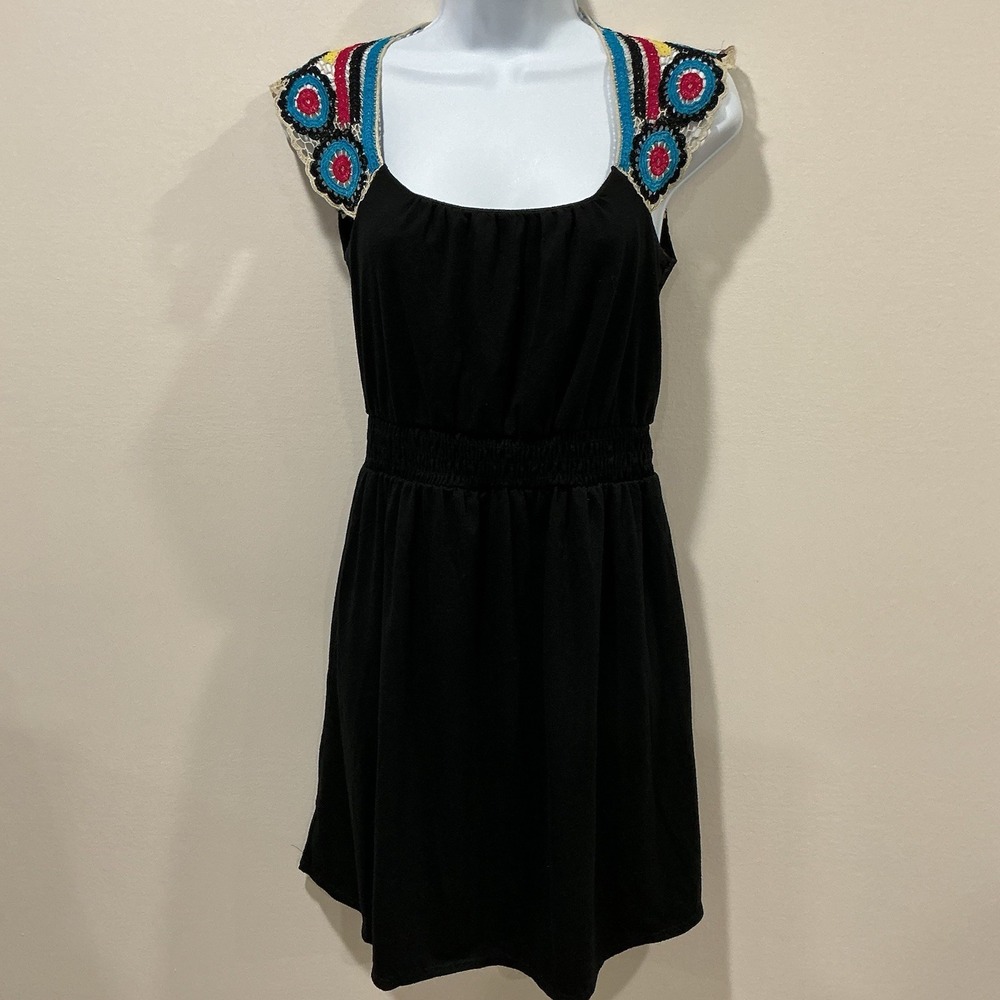 AS‎ U Wish Womens Crochet Peasant Dress Sz Medium Cotton Southwest Boho